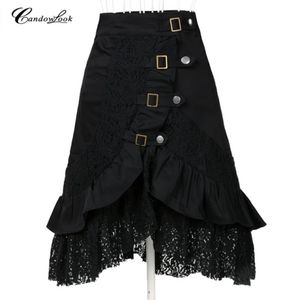 Women Black Lace Skirt Steampunk Clothing Party Club Wear Punk Gothic Retr